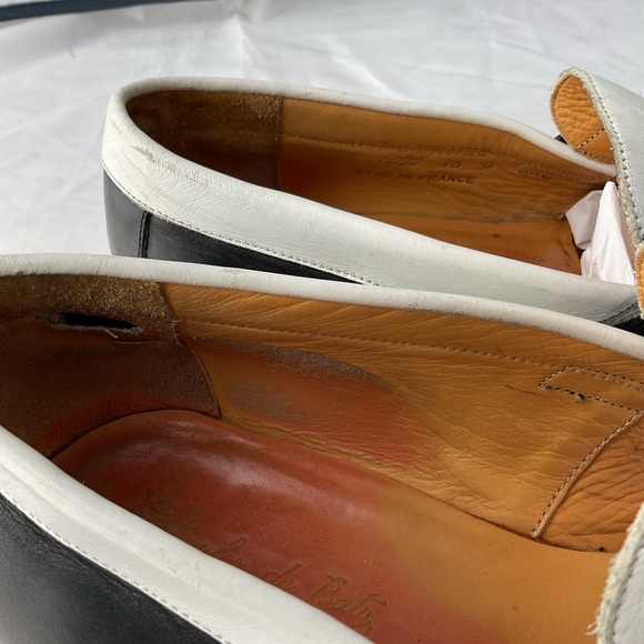 Charles de Batz Italian Black and White Slip-On Penny Loafers - Picture 11 of 11